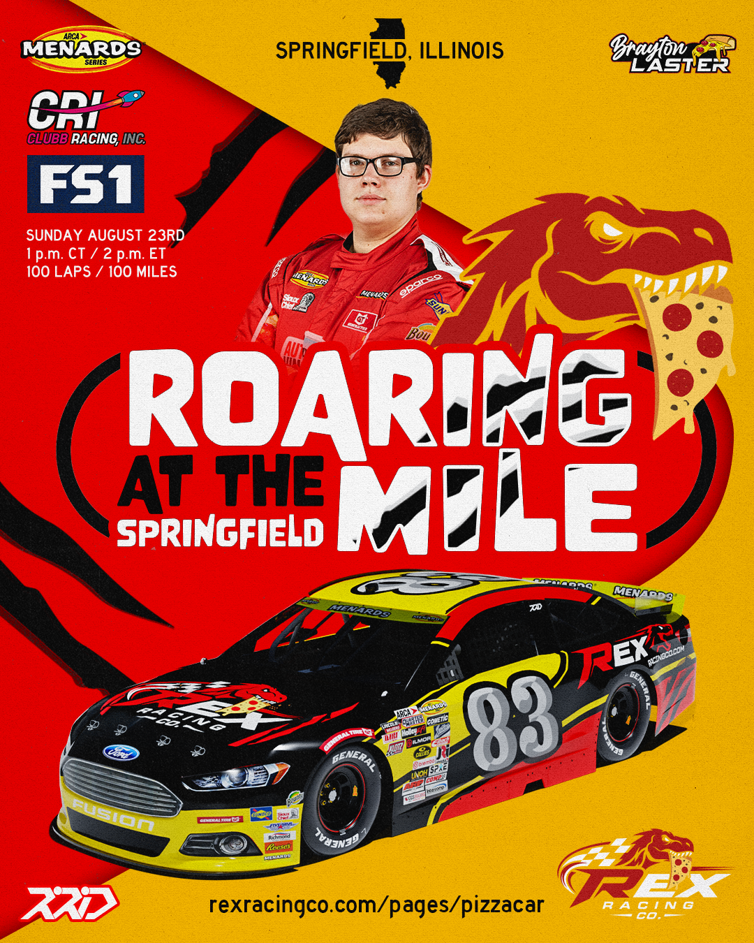 Rex Racing Co. Partners with Brayton Laster for ARCA Menards Series Race at Springfield