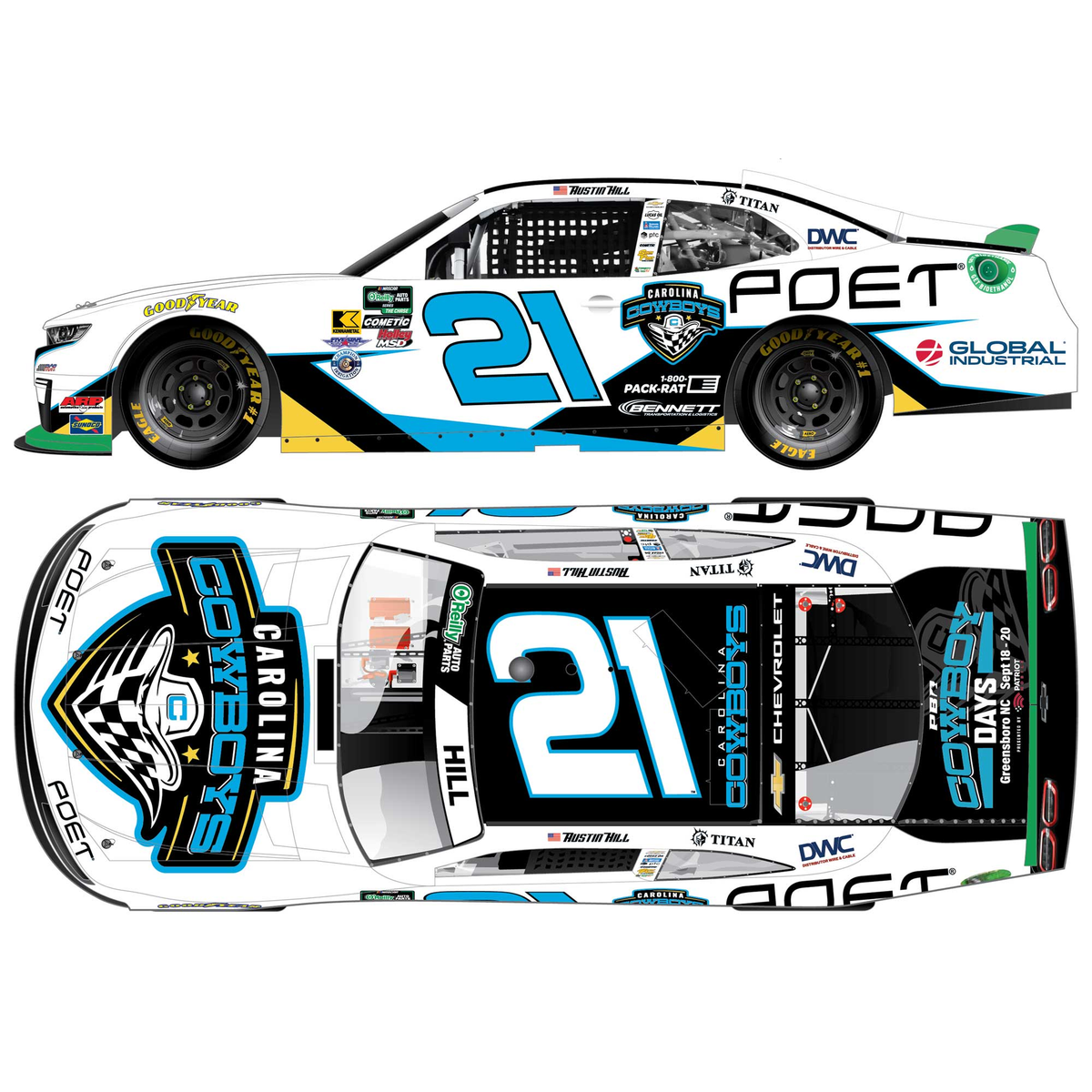Austin Hill 2026 Carolina Cowboys 1:24 Diecast