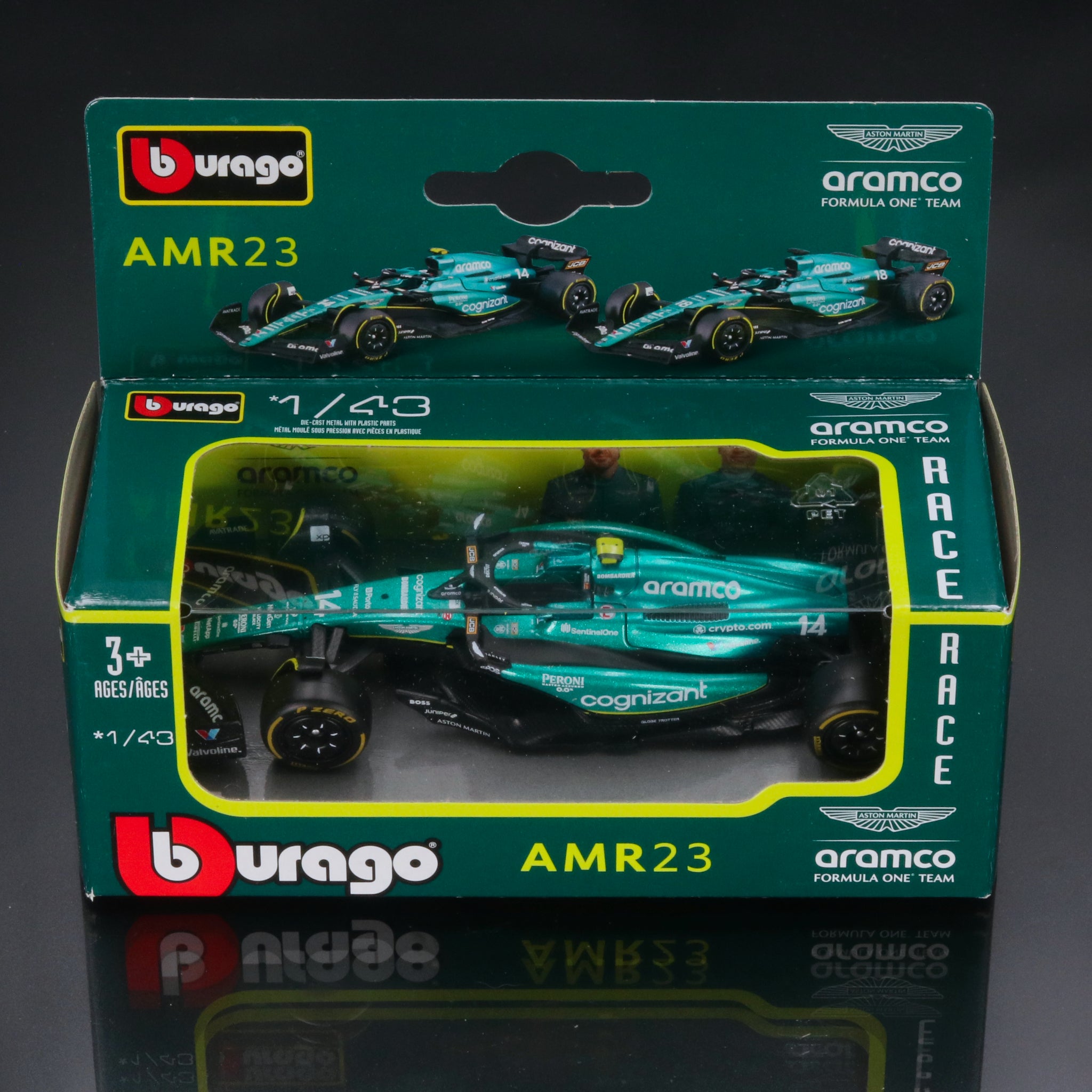 Fernando Alonso 2023 Aston Martin AMR23 #14 Formula 1 1:43 Bburago Diecast