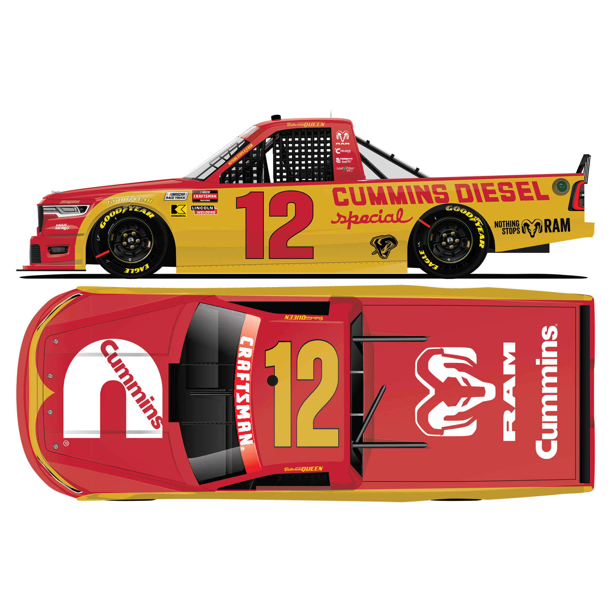 Brenden “butterbean” Queen 2026 Cummins Throwback 1:24 Diecast