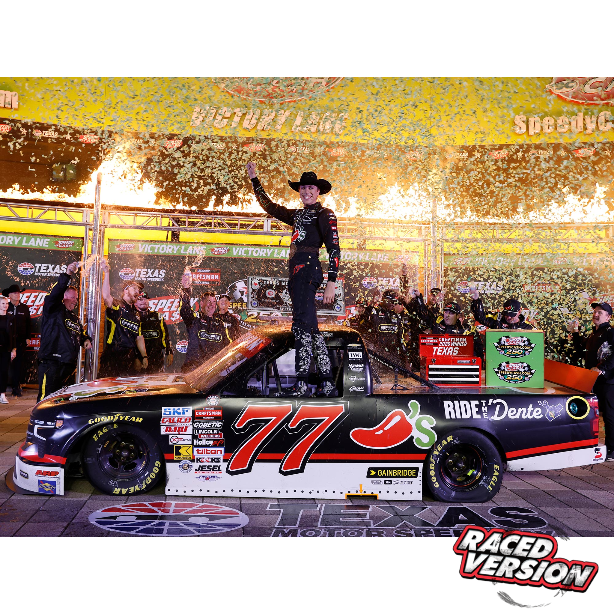 Carson Hocevar 2026 Chili’s Ride The ‘dente Texas Motor Speedway Race Win 1:24 Diecast