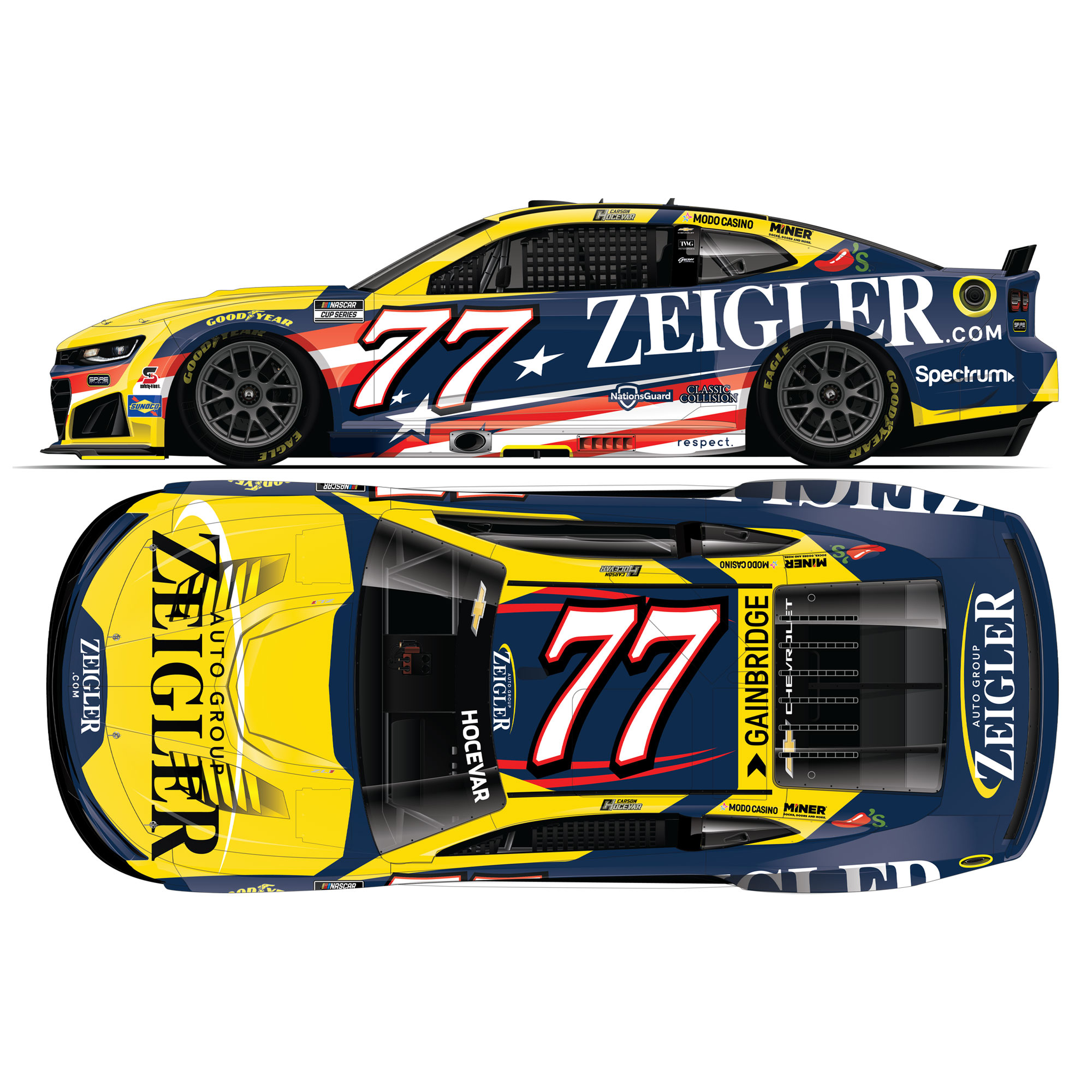 Carson Hocevar 2026 Zeigler Auto Group Patriotic 1:24 Diecast