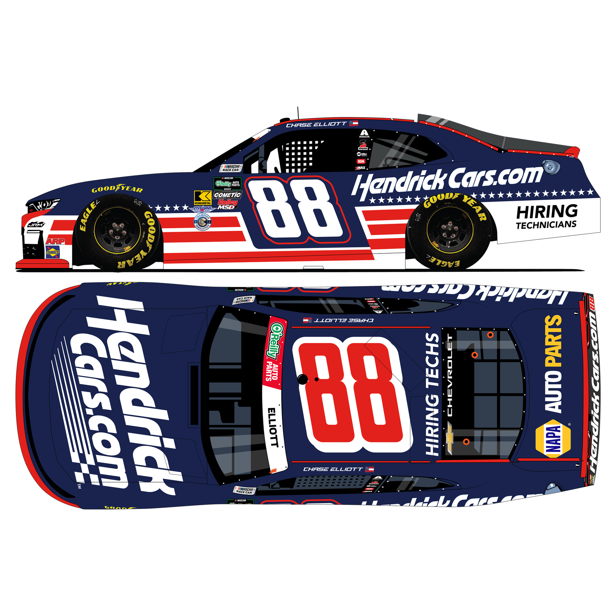 Chase Elliott 2026 HendrickCars.com Patriotic 1:24 Diecast
