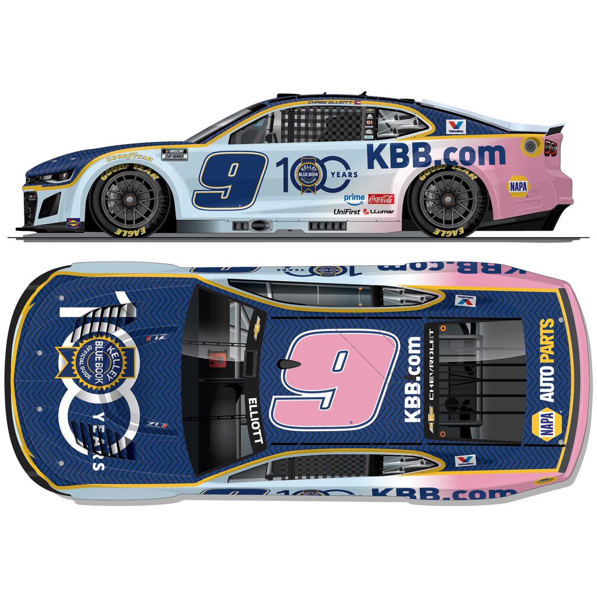 Chase Elliott 2026 Kelley Blue Book 100th Anniversary 1:64 Diecast