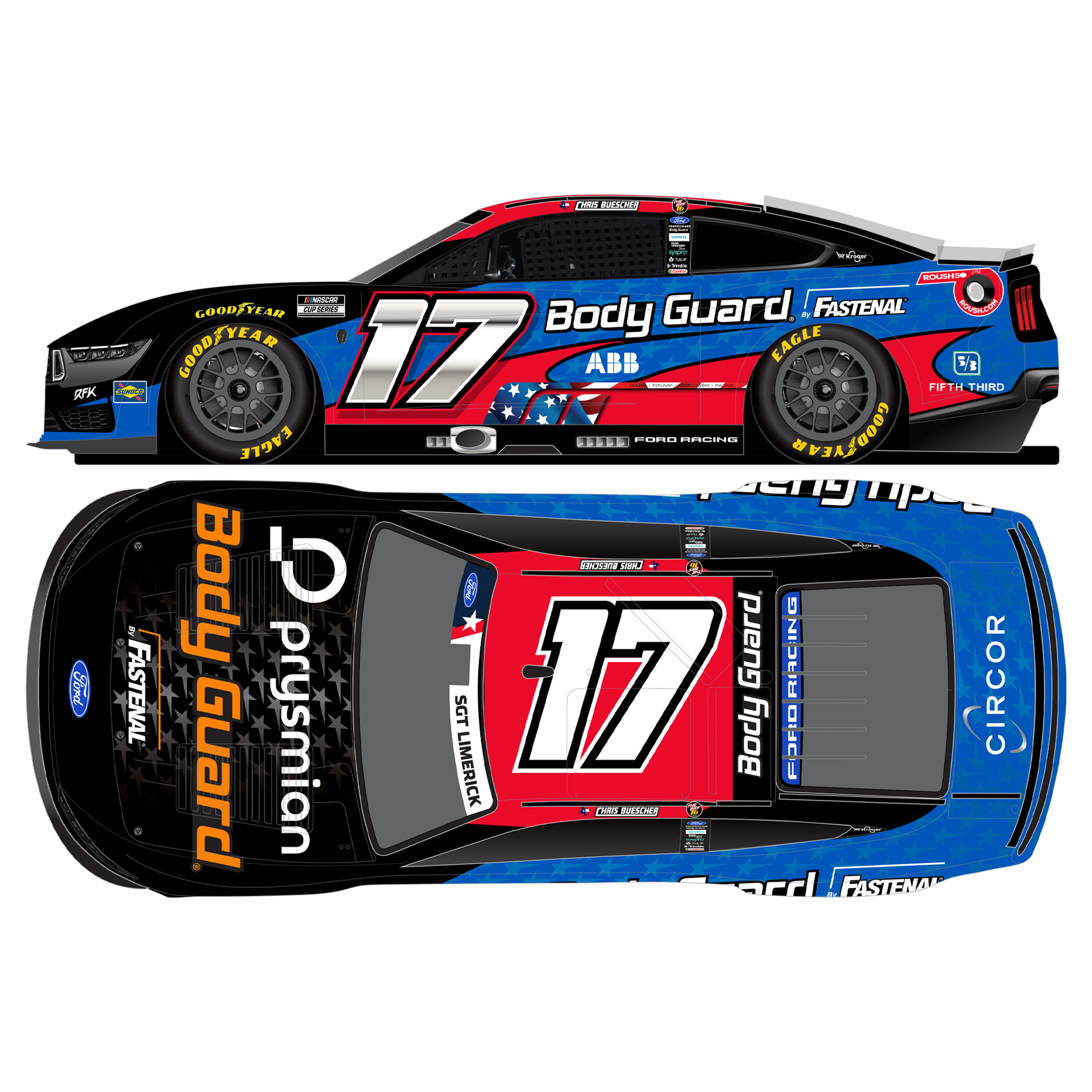 Chris Buescher 2026 Body Guard Salutes 1:64 Diecast