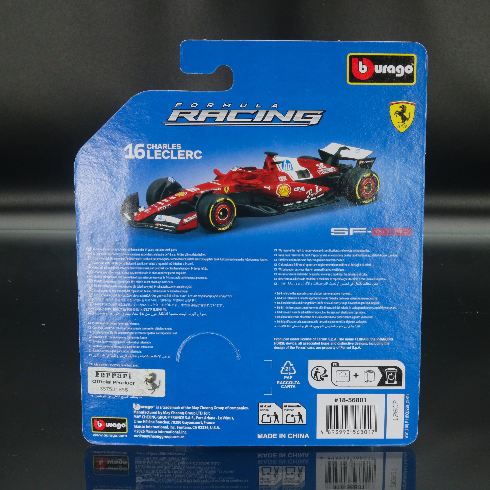 Charles Leclerc 2025 Ferrari SF-25 #16 Formula 1 1:64 Bburago Formula Racing Diecast