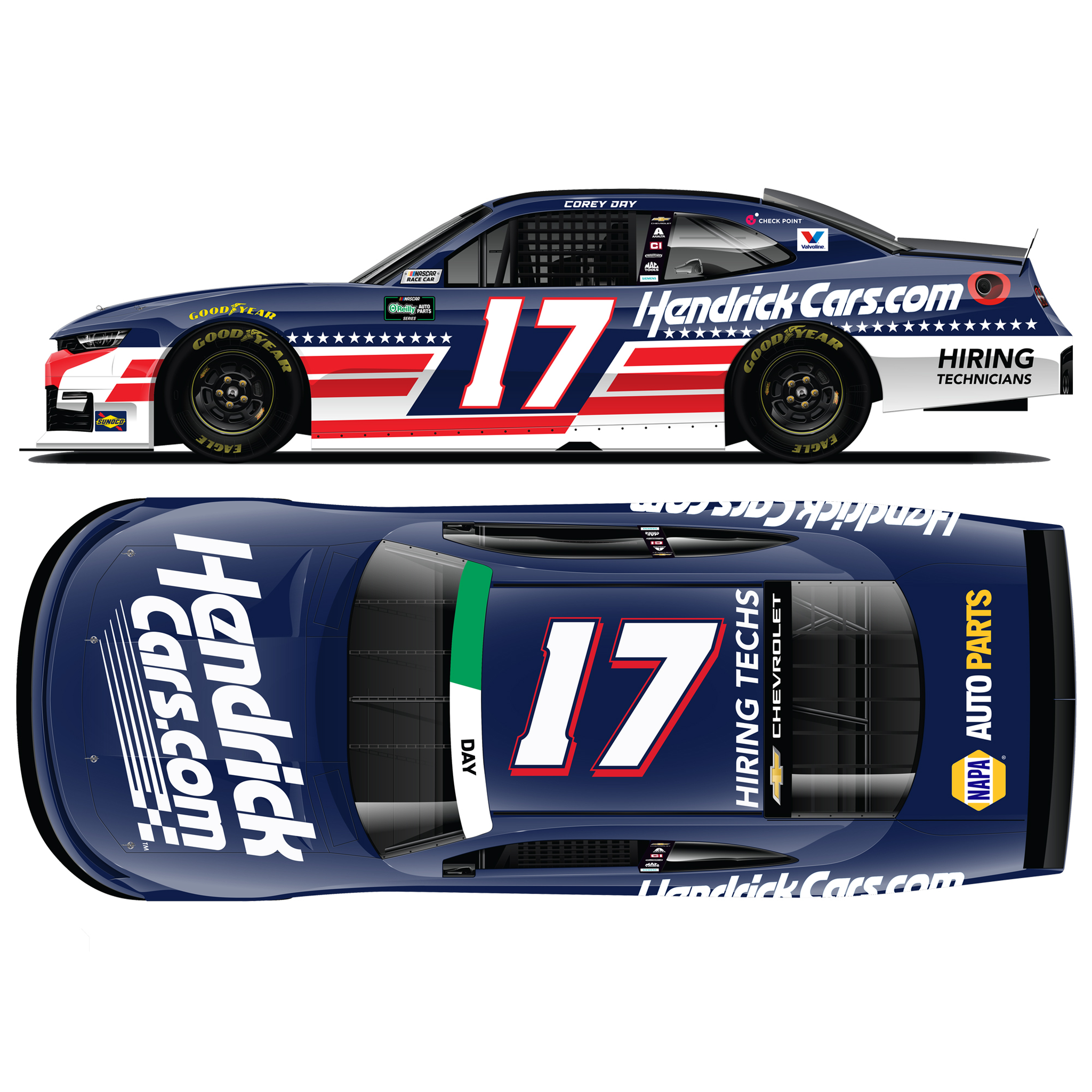 Corey Day 2026 HendrickCars.com Patriotic 1:24 Diecast