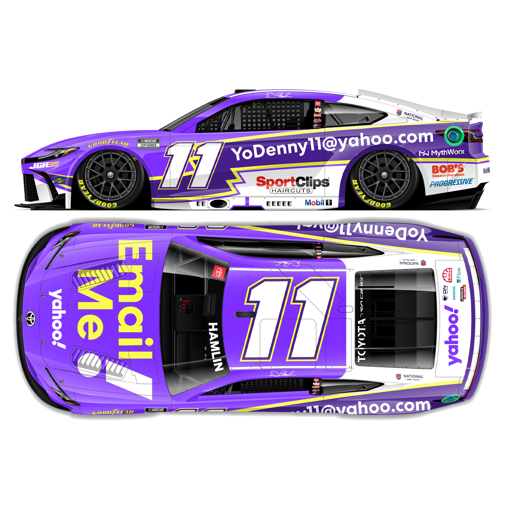 Denny Hamlin 2026 Yahoo! Email Me 1:24 Diecast