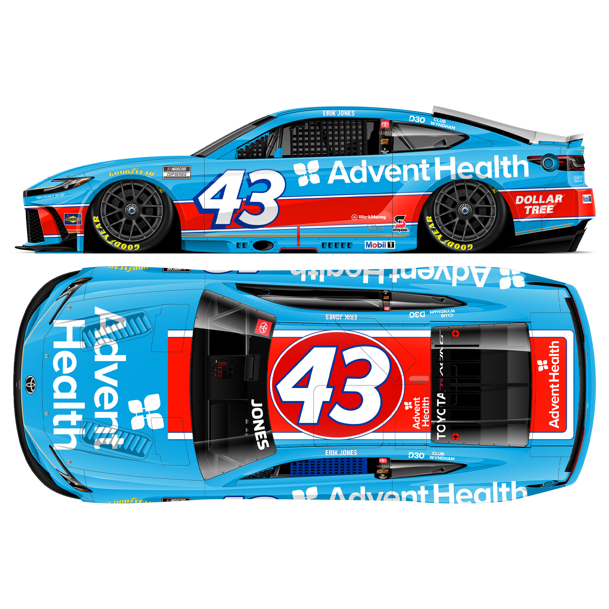 Erik Jones 2026 Adventhealth Throwback Darlington Raceway 1:24 Diecast