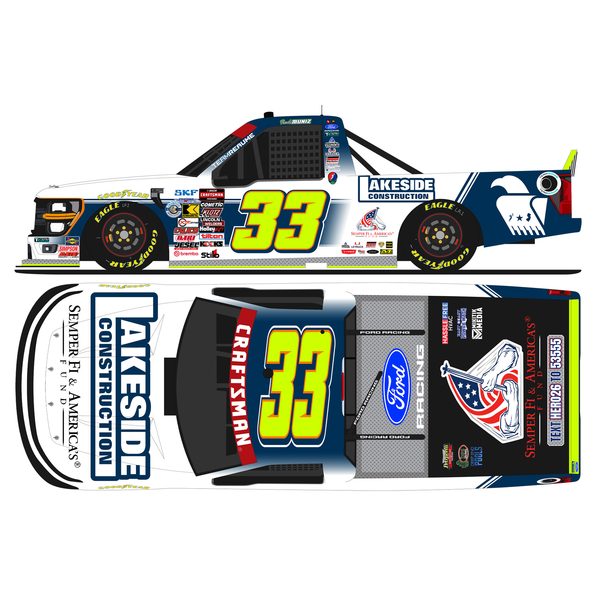 Frankie Muniz 2026 Lakeside Construction 1:24 Diecast