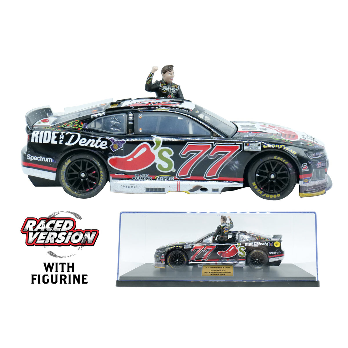 Carson Hocevar 2026 Chili’s Talladega Superspeedway Race Win 1:24 Diecast with Case and Figurine