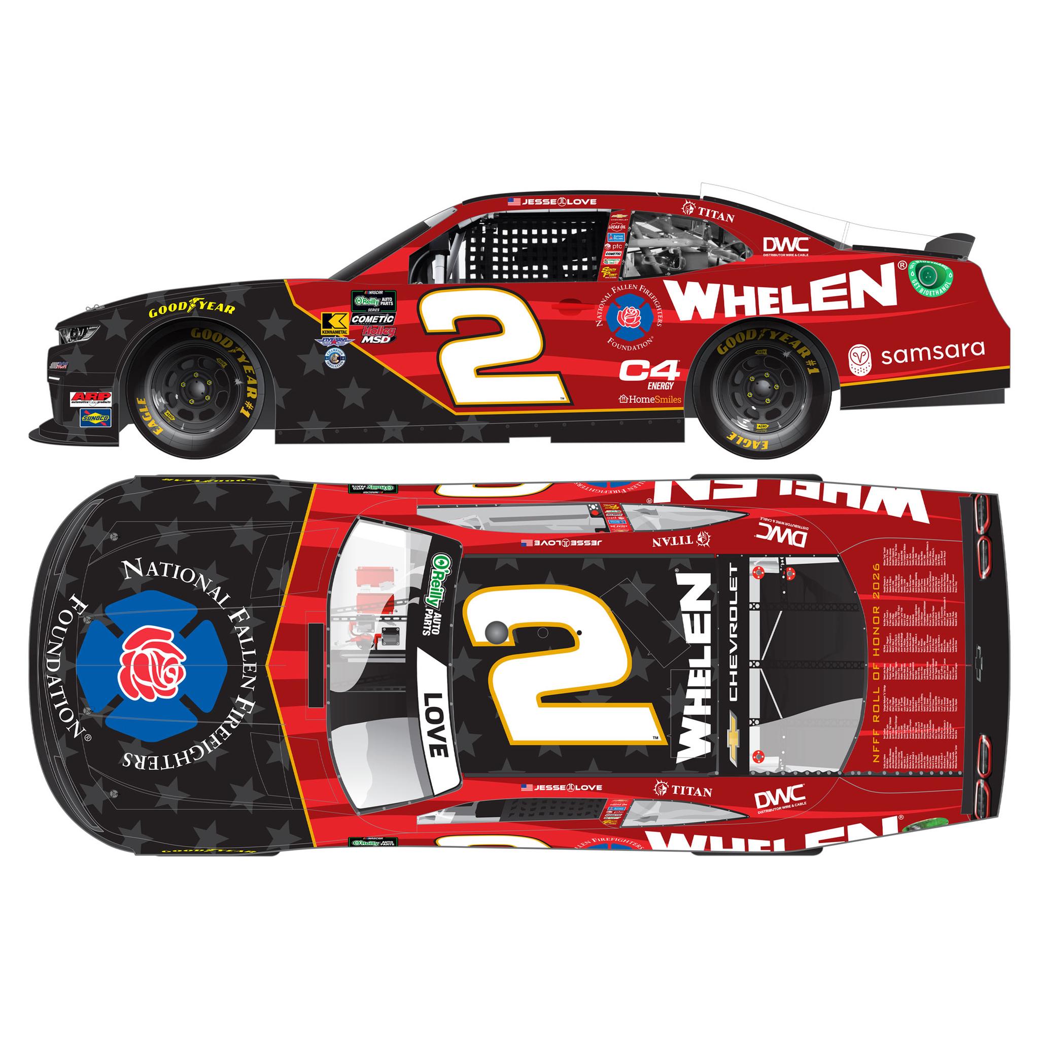 Jesse Love 2026 Whelen National Fallen Firefighters Foundation 1:64 Diecast