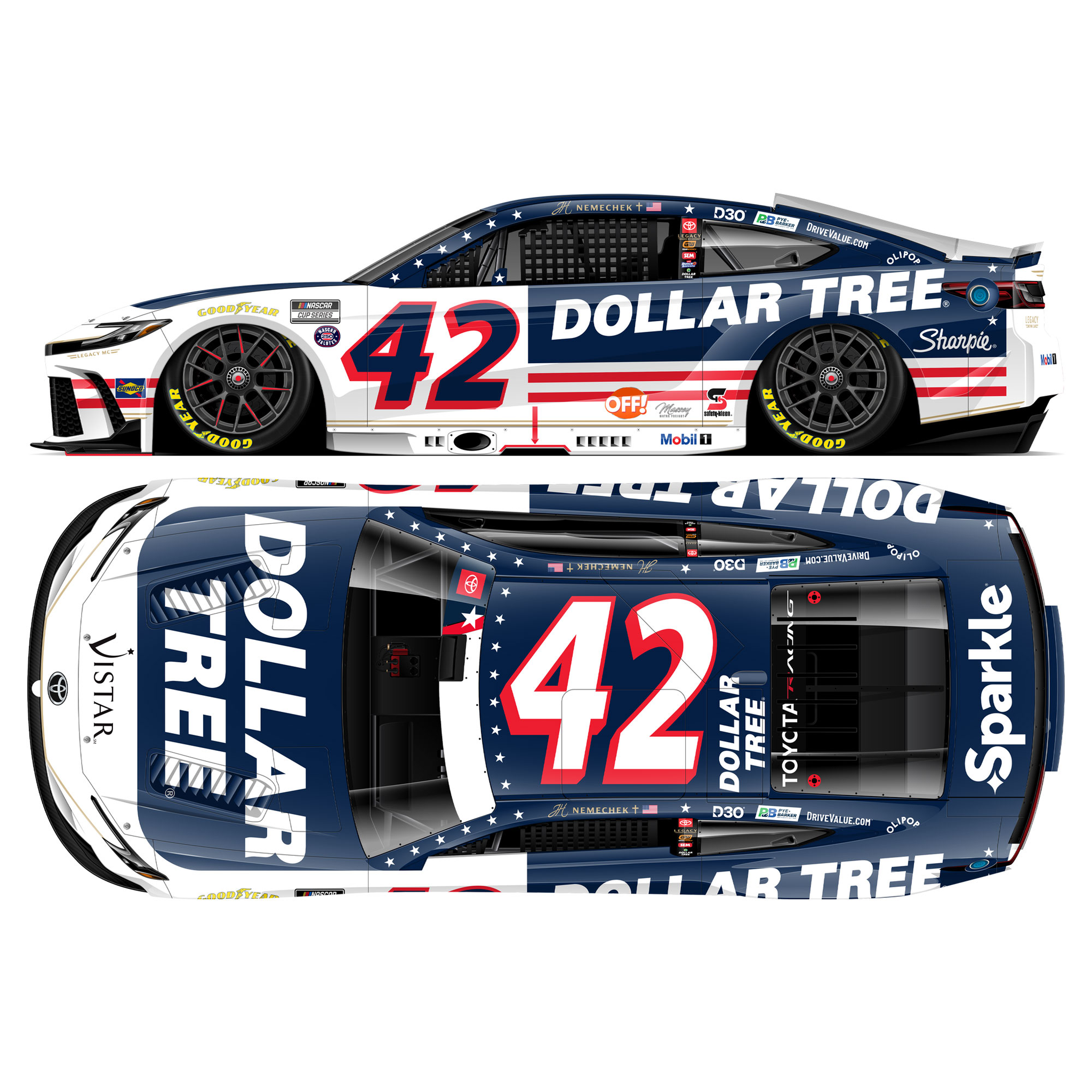 John Hunter Nemechek 2026 Dollar Tree Patriotic 1:24 Diecast