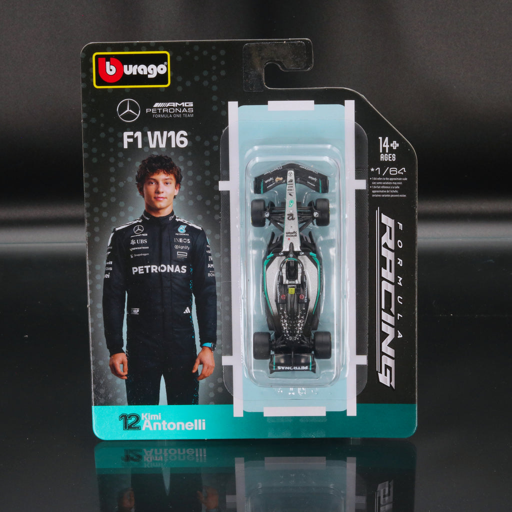 Kimi Antonelli 2025 Mercedes AMG Petronas W16 #12 Formula 1 1:64 Bburago Formula Racing Diecast