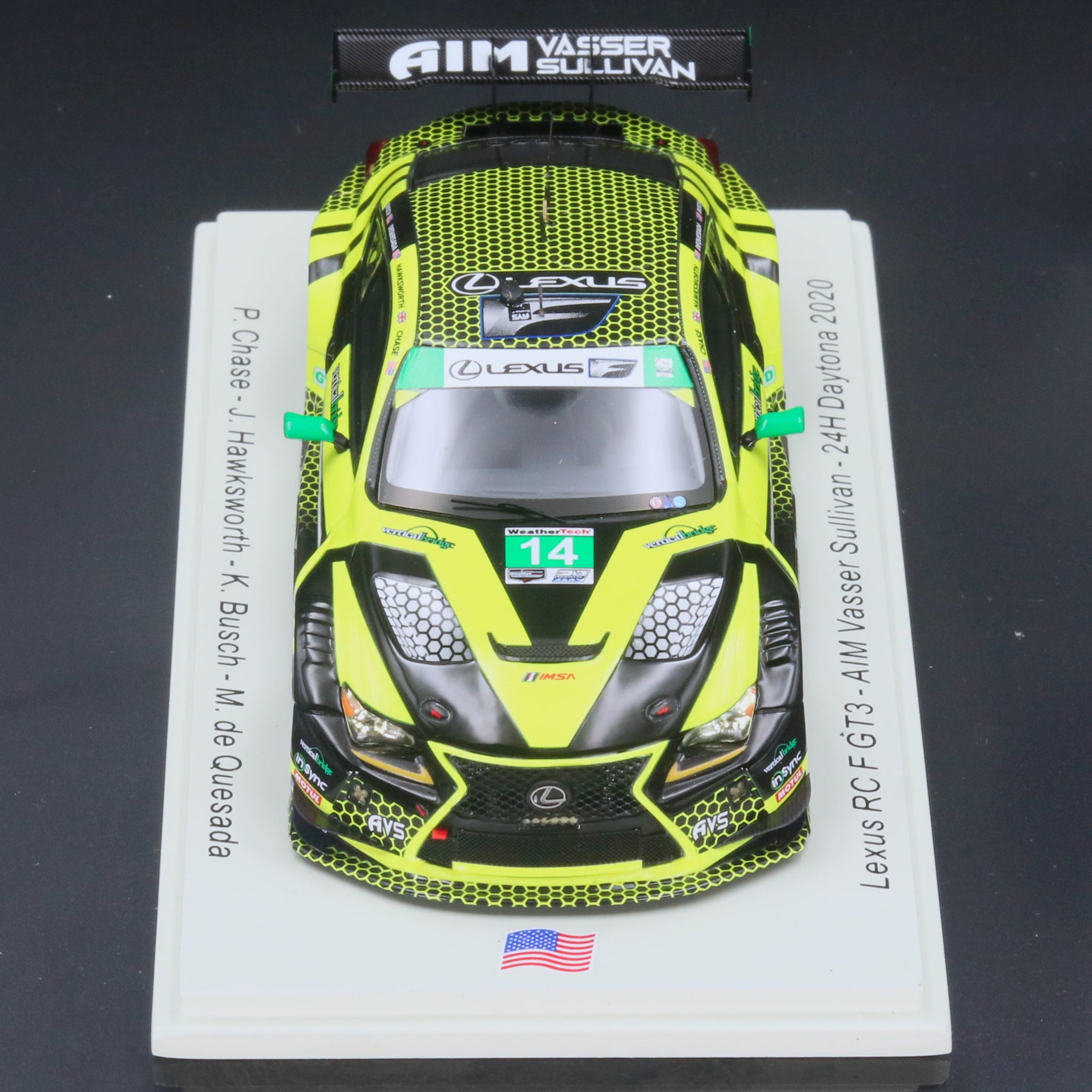 IMSA Lexus RC F GT3 #14 2020 Rolex 24 Hours of Daytona Kyle Busch, Jack Hawksworth, Parker Chase, Michael de Quesada 1:43 Resin