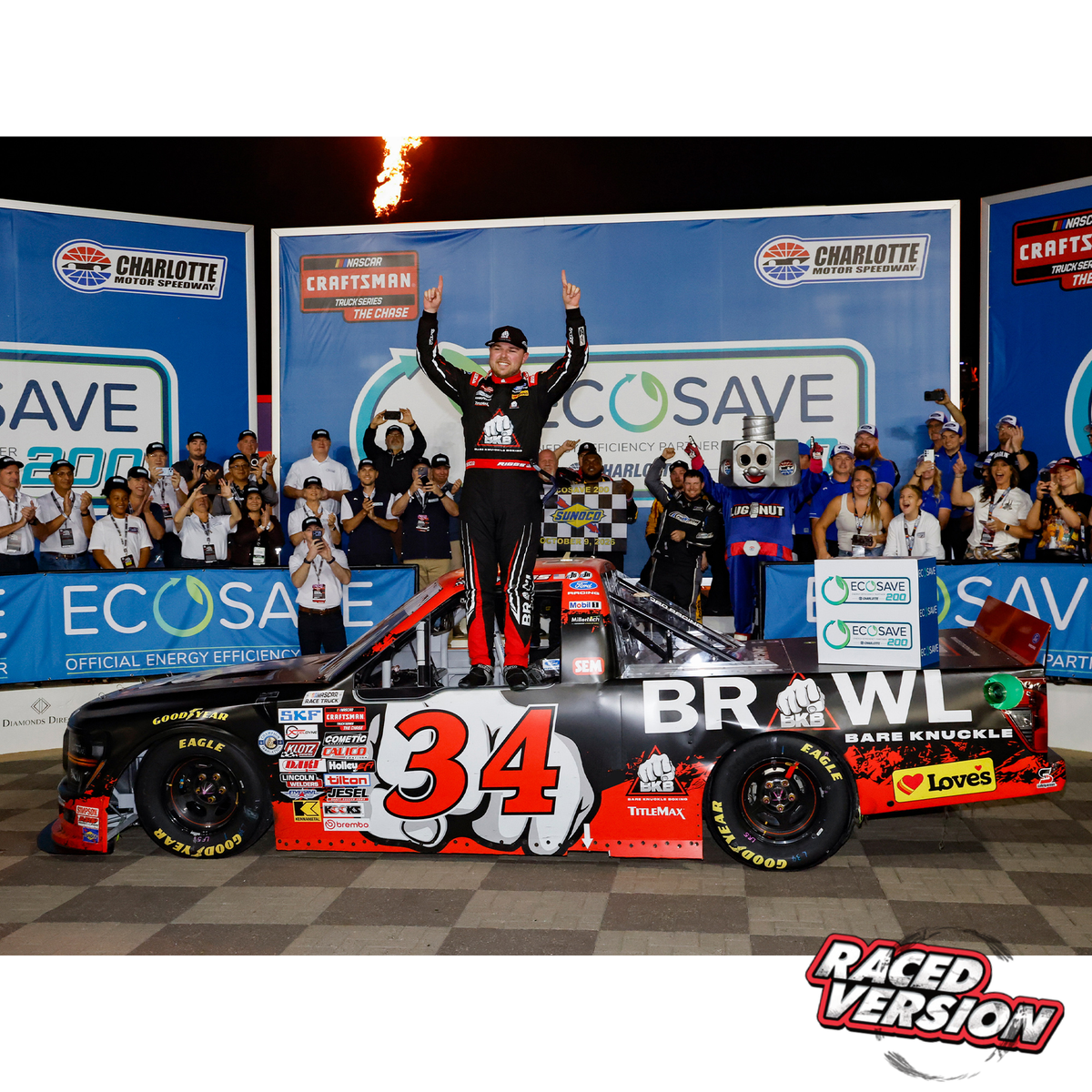 Layne Riggs 2026 Bare Knuckle Boxing Charlotte Motor Speedway Race Win 1:64 Diecast