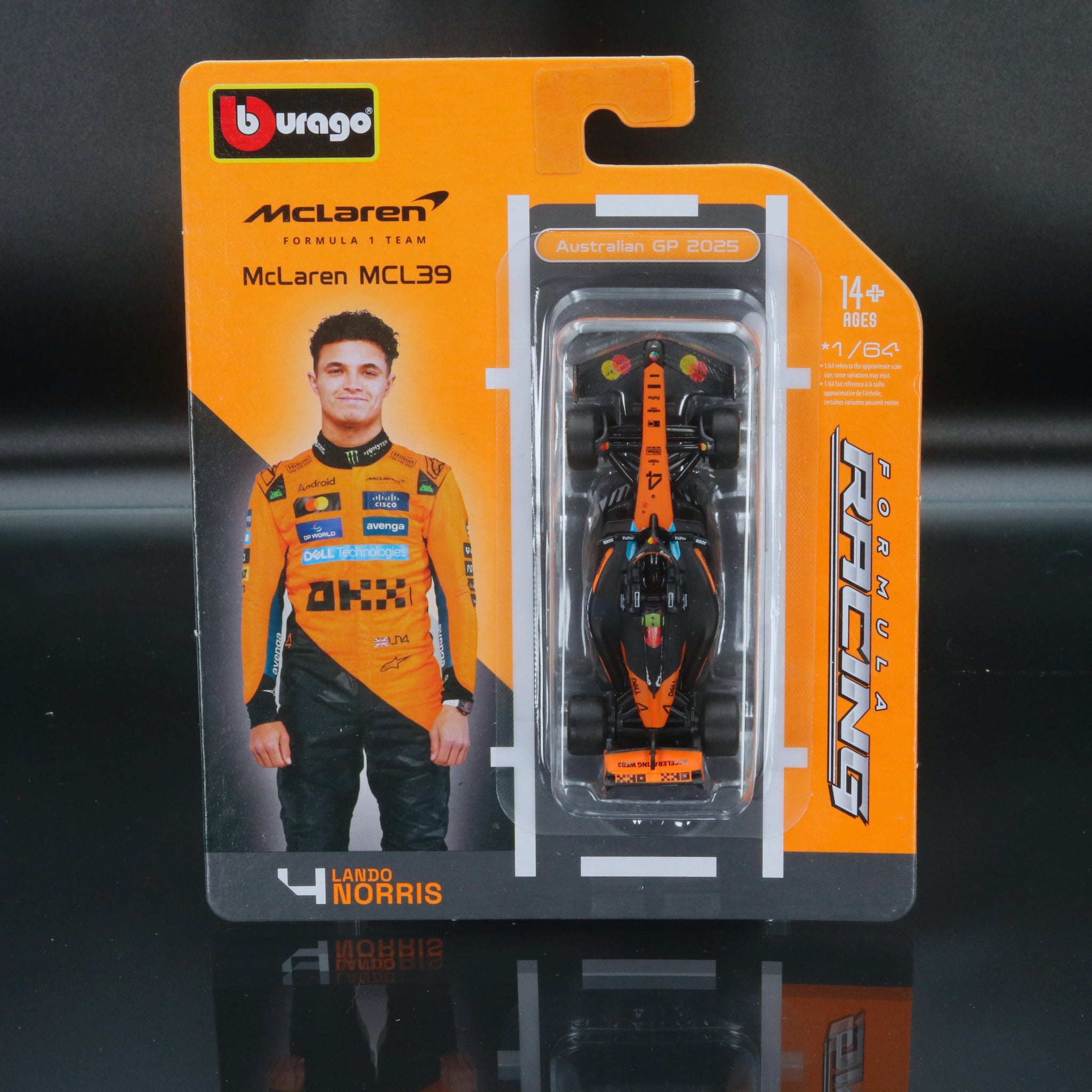 Lando Norris 2025 McLaren MCL39 #4 Formula 1 1:64 Bburago Formula Racing Diecast