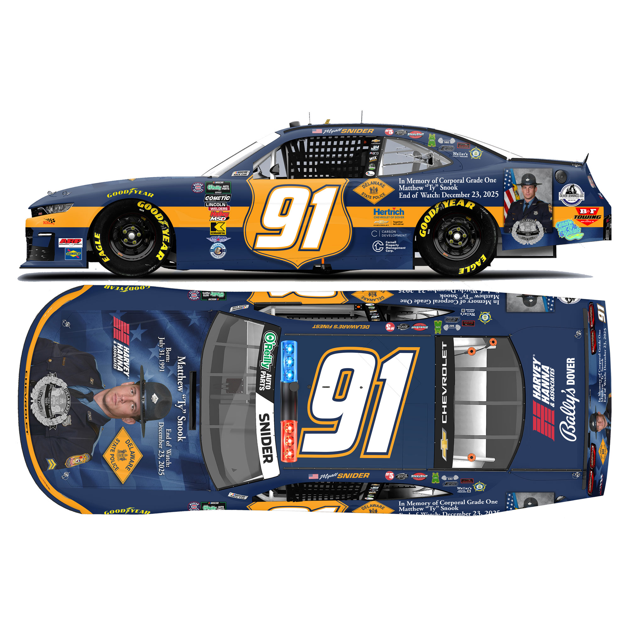 Myatt Snider 2026 Delaware State Police Honoring Ty Snook 1:24 Diecast