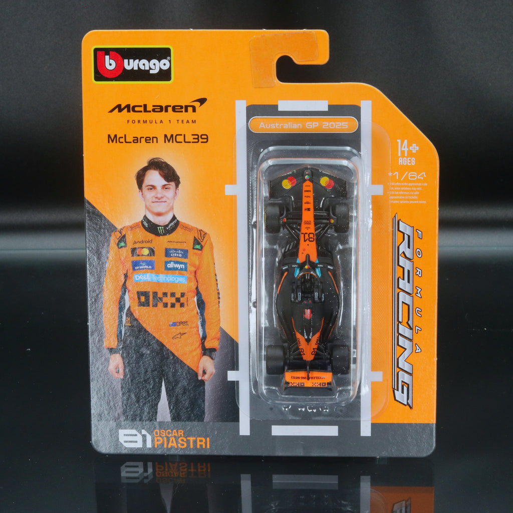 Oscar Piastri 2025 McLaren MCL39 #81 Formula 1 1:64 Bburago Formula Racing Diecast