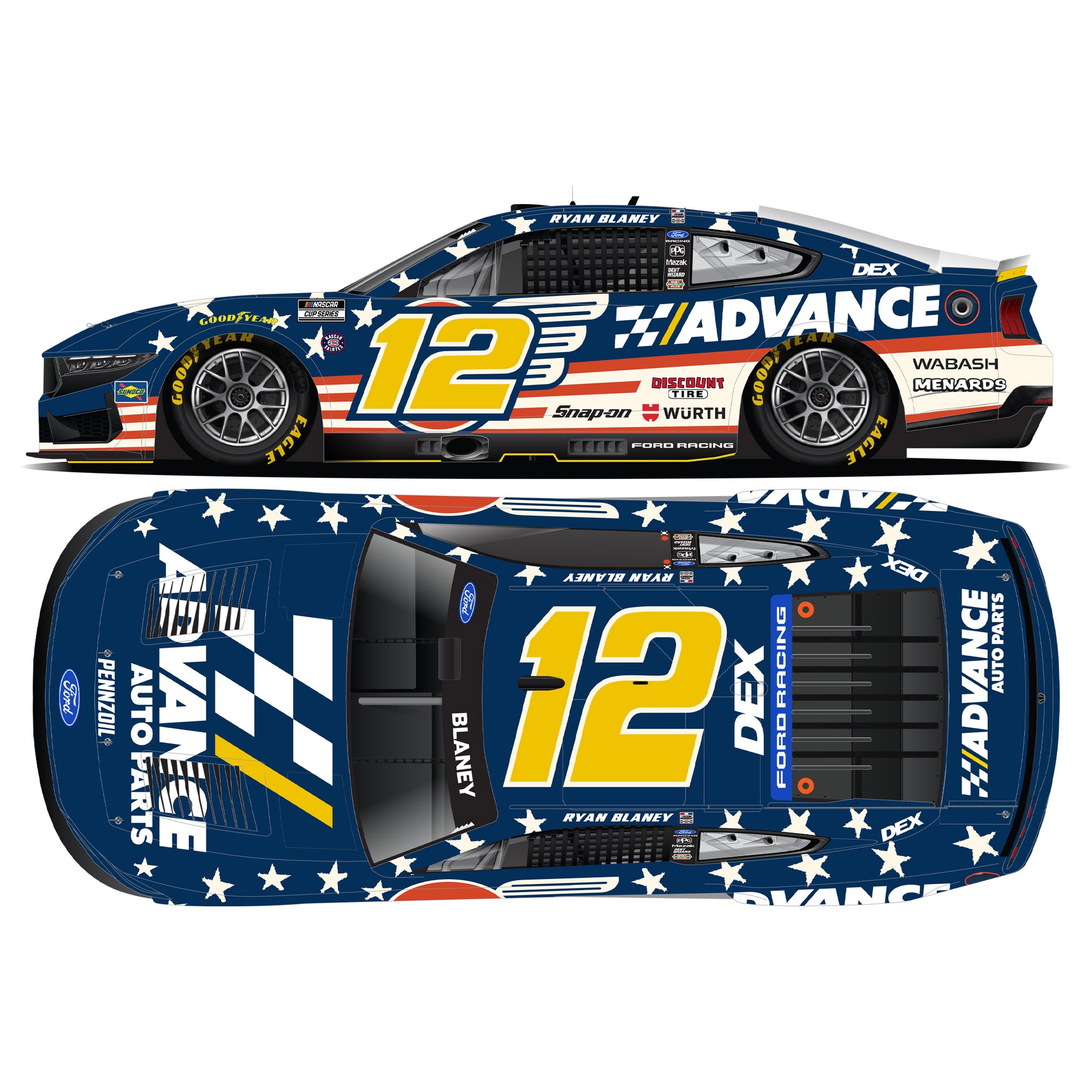 Ryan Blaney 2026 Advance Auto Parts Patriotic 1:64 Diecast