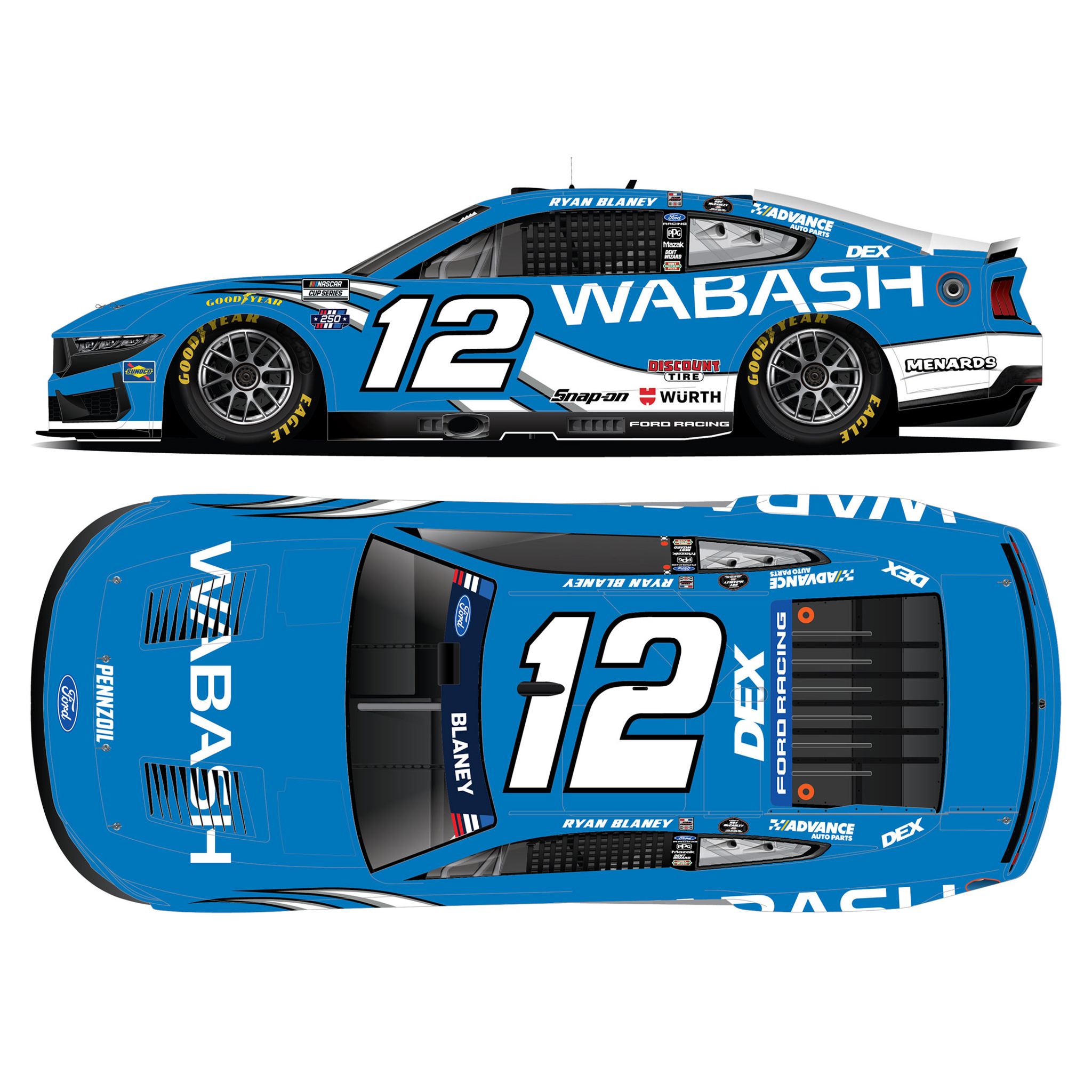 Ryan Blaney 2026 Wabash Ryan Newman Throwback 1:24 Diecast