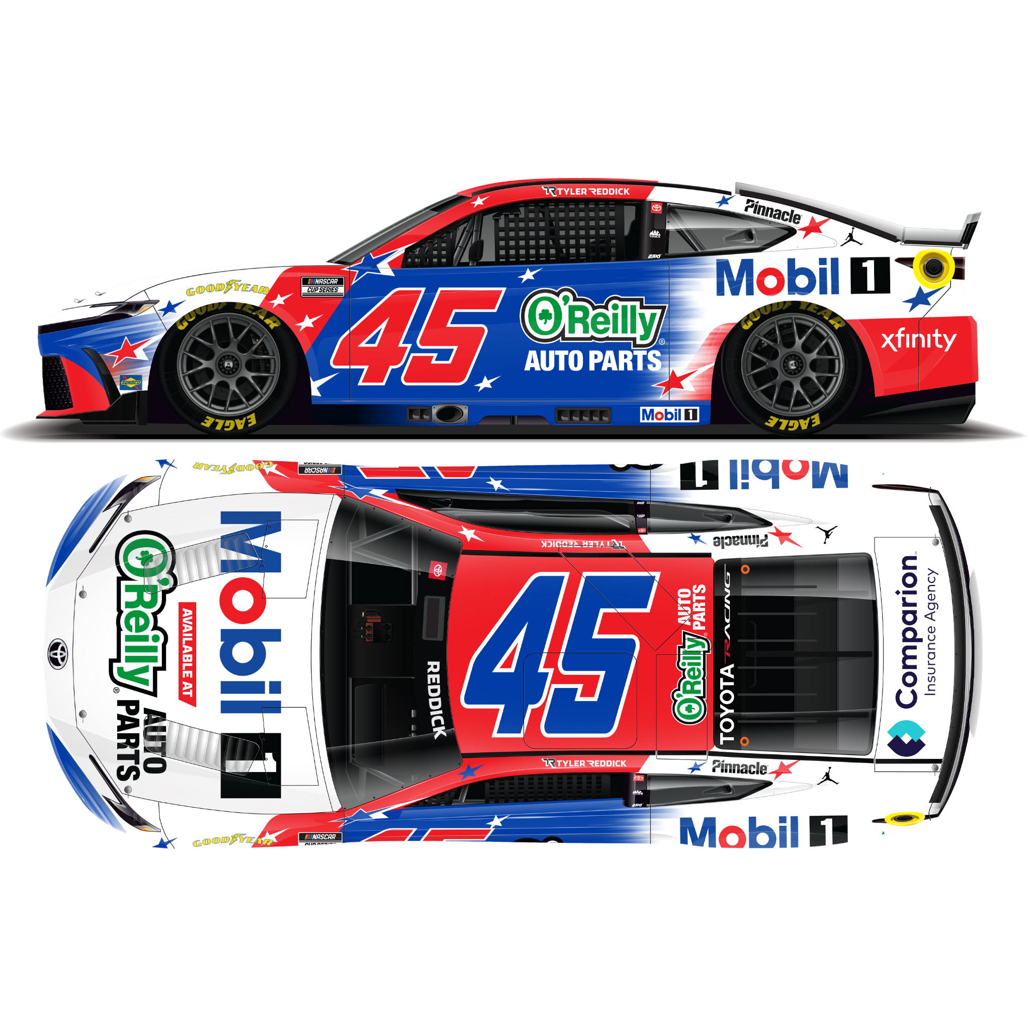 Tyler Reddick 2026 Mobil 1 / O’Reilly Auto Parts Patriotic 1:64 Diecast