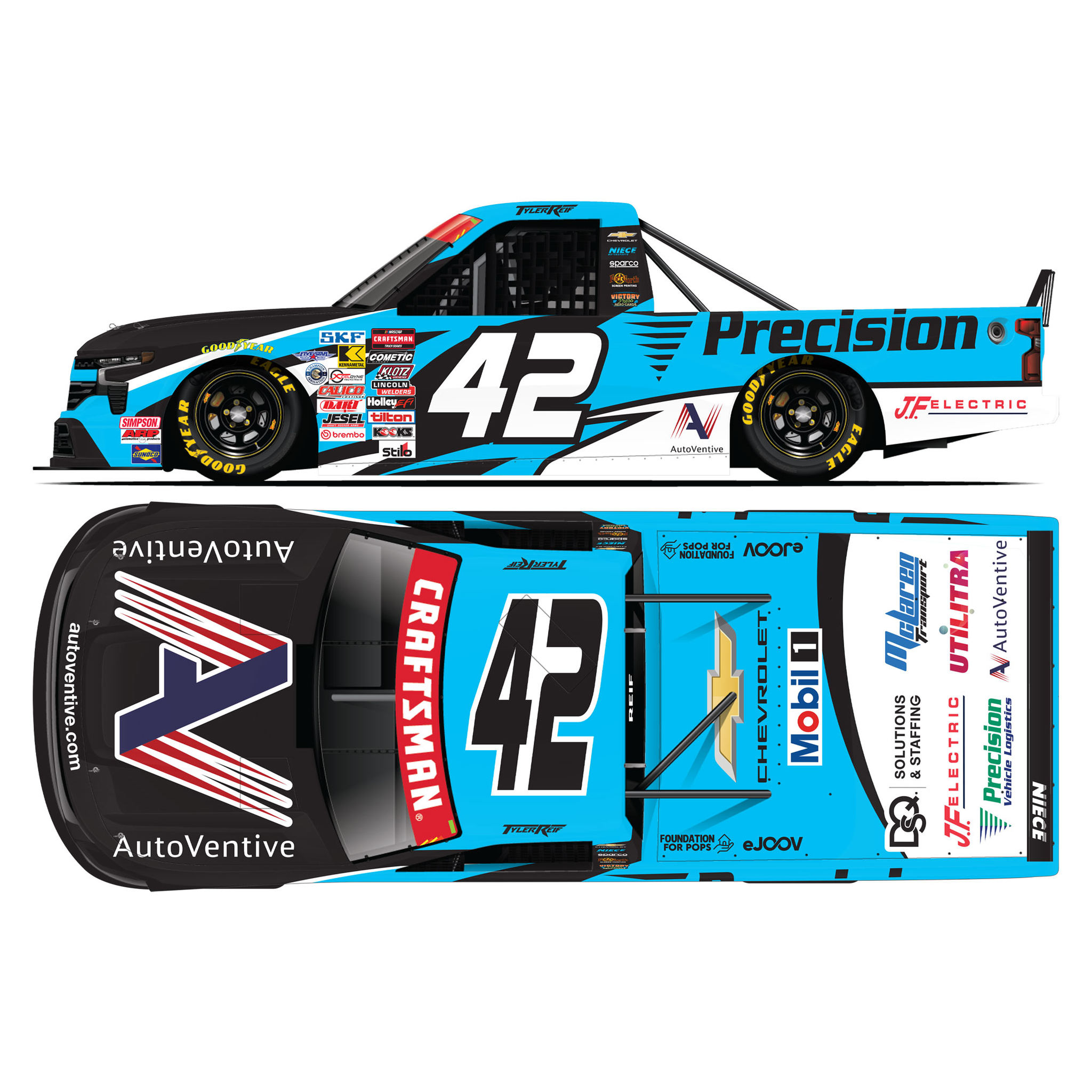 Tyler Reif 2026 Precision Vehicle Logistics 1:24 Diecast