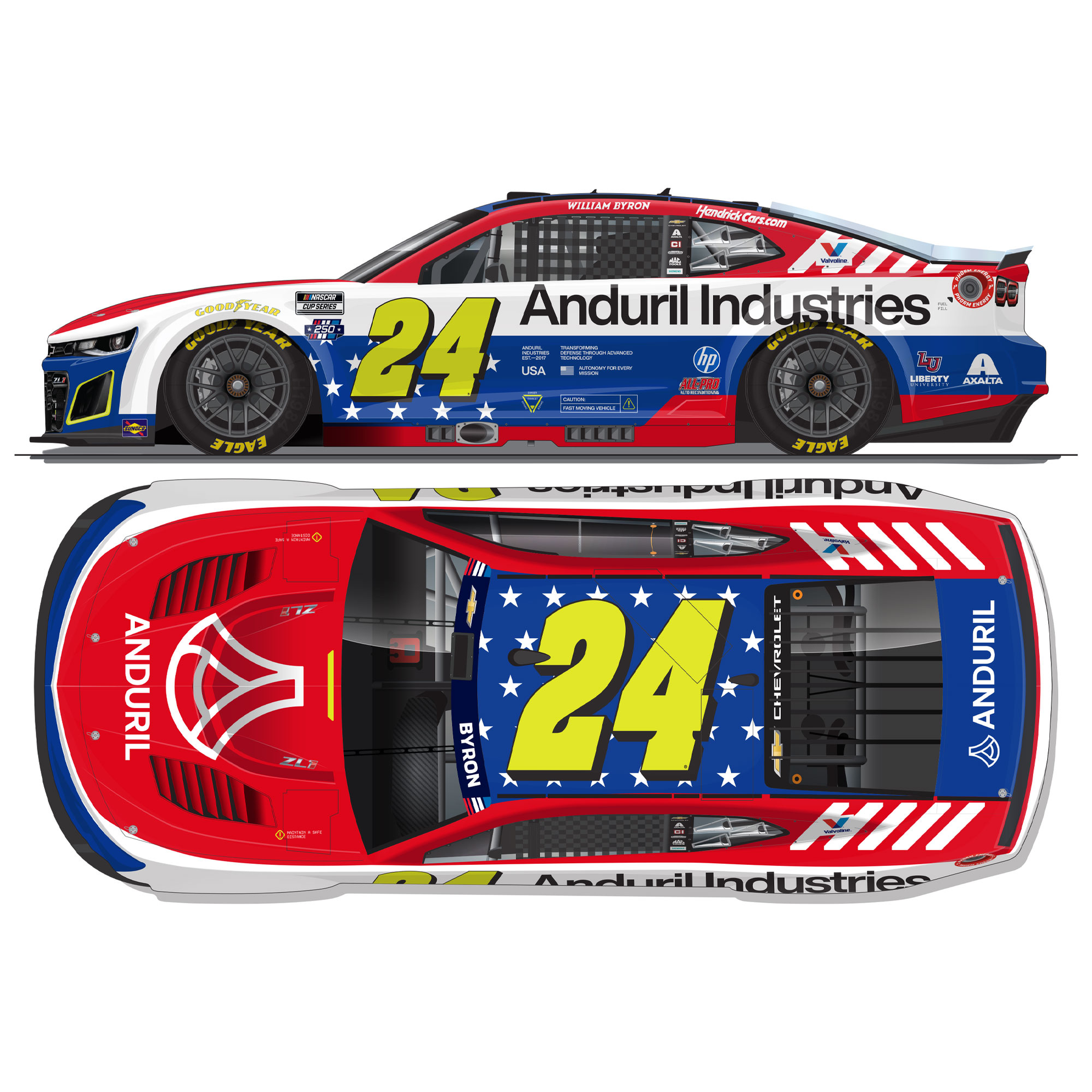 William Byron 2026 Anduril Patriotic 1:64 Diecast