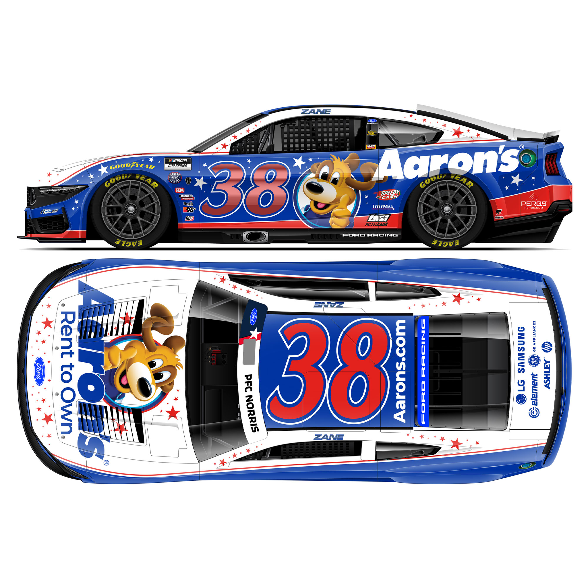 Zane Smith 2026 Aaron's Lucky Dog Patriotic 1:64 Diecast